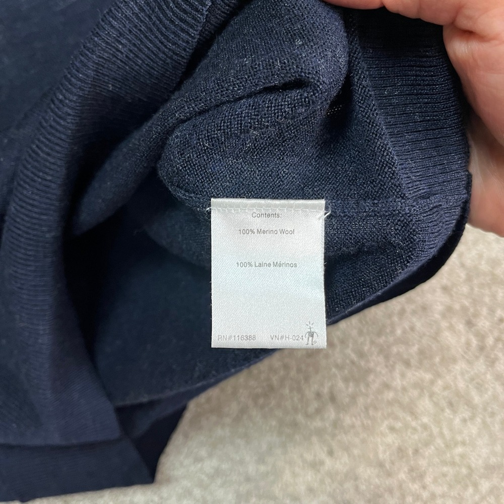 Smartwool 1/4 Zip Merino Wool Sweater Mens M Navy Blue Gray Long Sleeve EUC - Picture 6 of 9